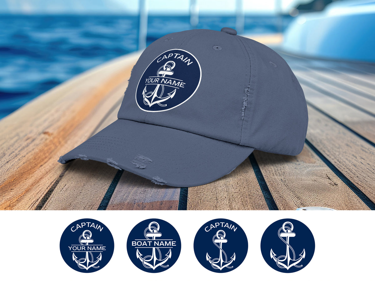 Nautical Captain Hat, Boat Cap, Captain Gift, Dad Boat Gift, Anchor Hat, First Mate Crew