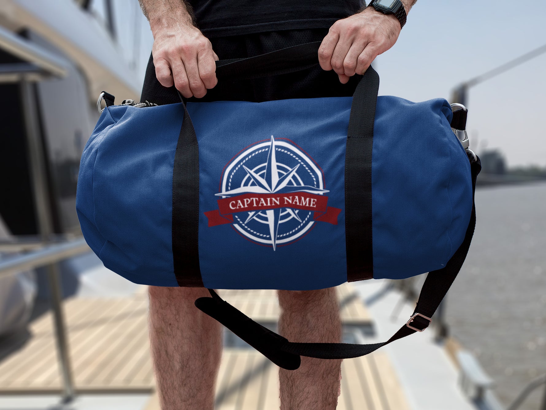 Custom Boat Bag, Captain Gift, Weekender Duffle Bag, Personalized Nautical Bag, Compass Travel Bag