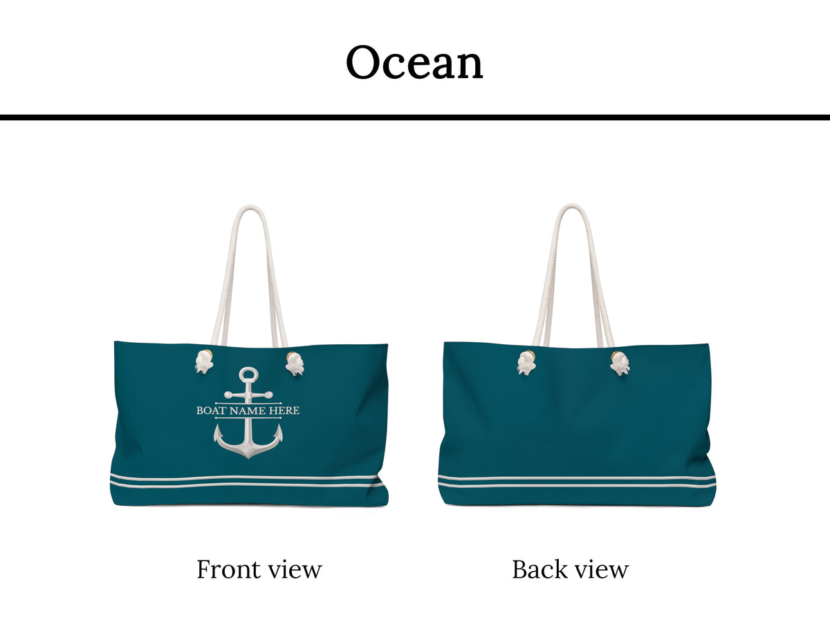 Gift with Boat Name, Nautical Boat Name Gift for Women, Custom Weekender Bag