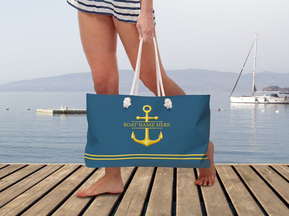 Custom Boat Name Bag, Nautical Gift, Boat Weekender Bag, Anchor Bag