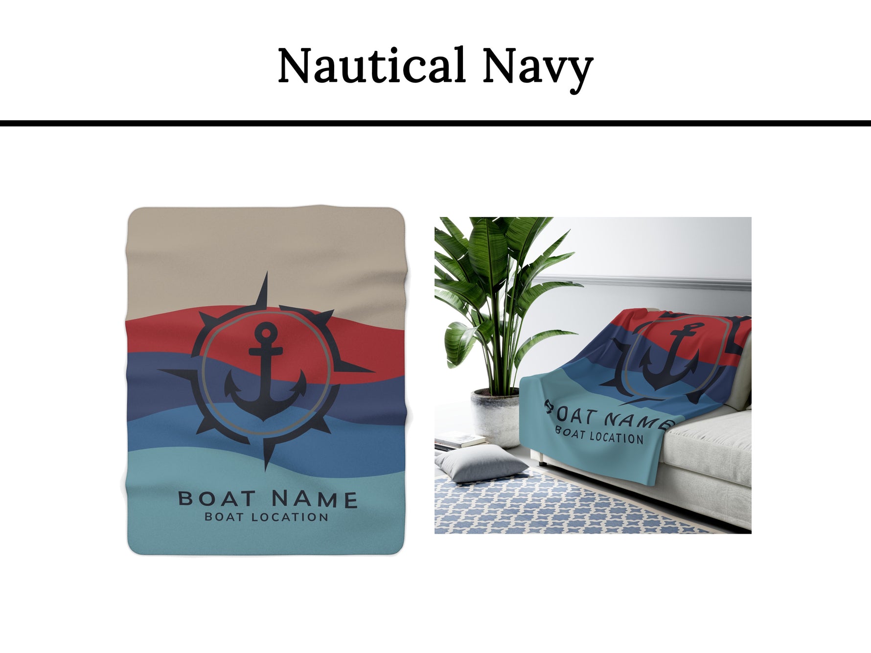 Custom Boat Blanket, Personalized Lake House Blanket, Nautical Blanket for Sailing Lovers