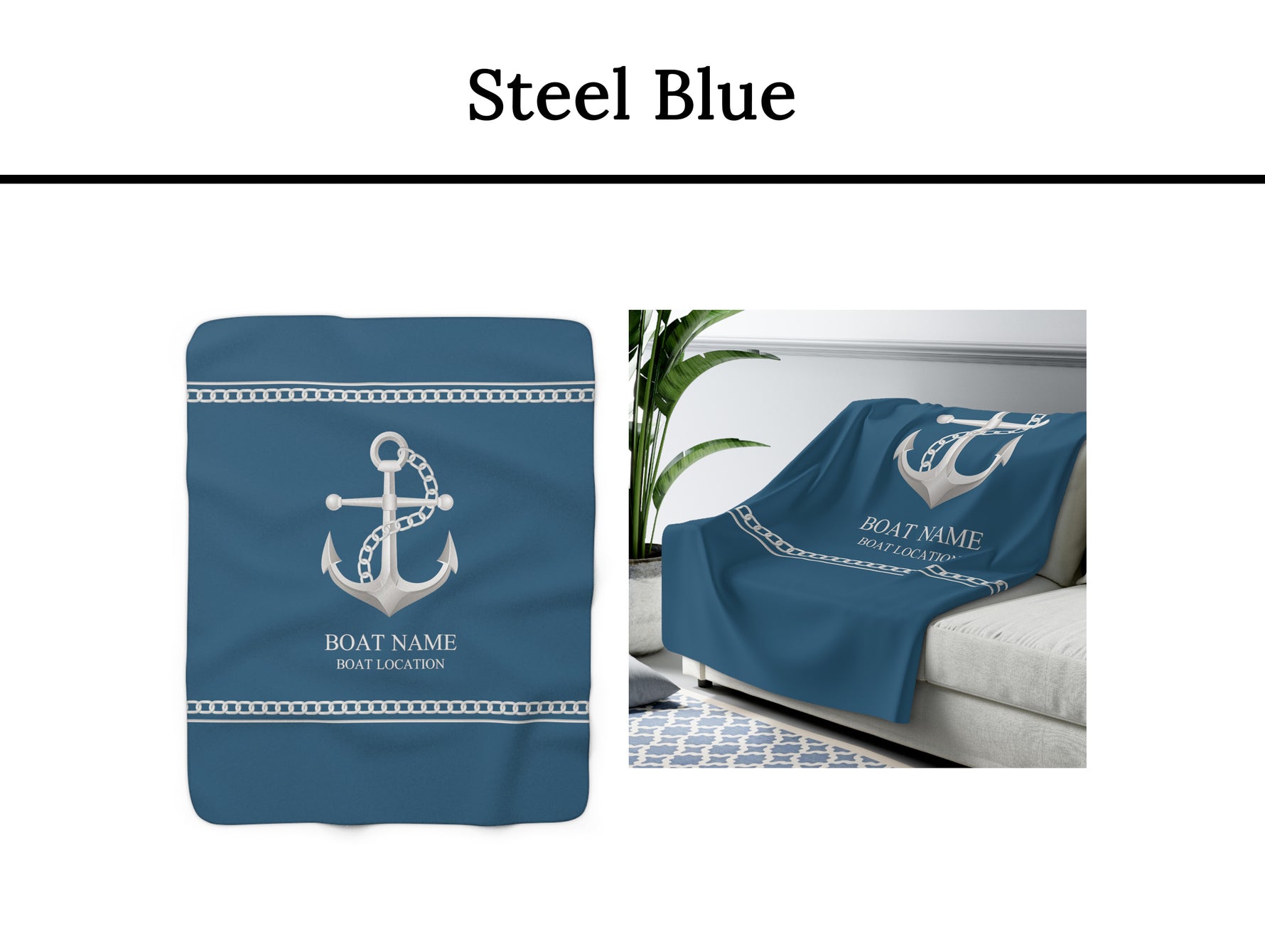 Sailboat Sherpa Blanket, Nautical Gift for Boat Owners, Custon Anchor Throw Blanket