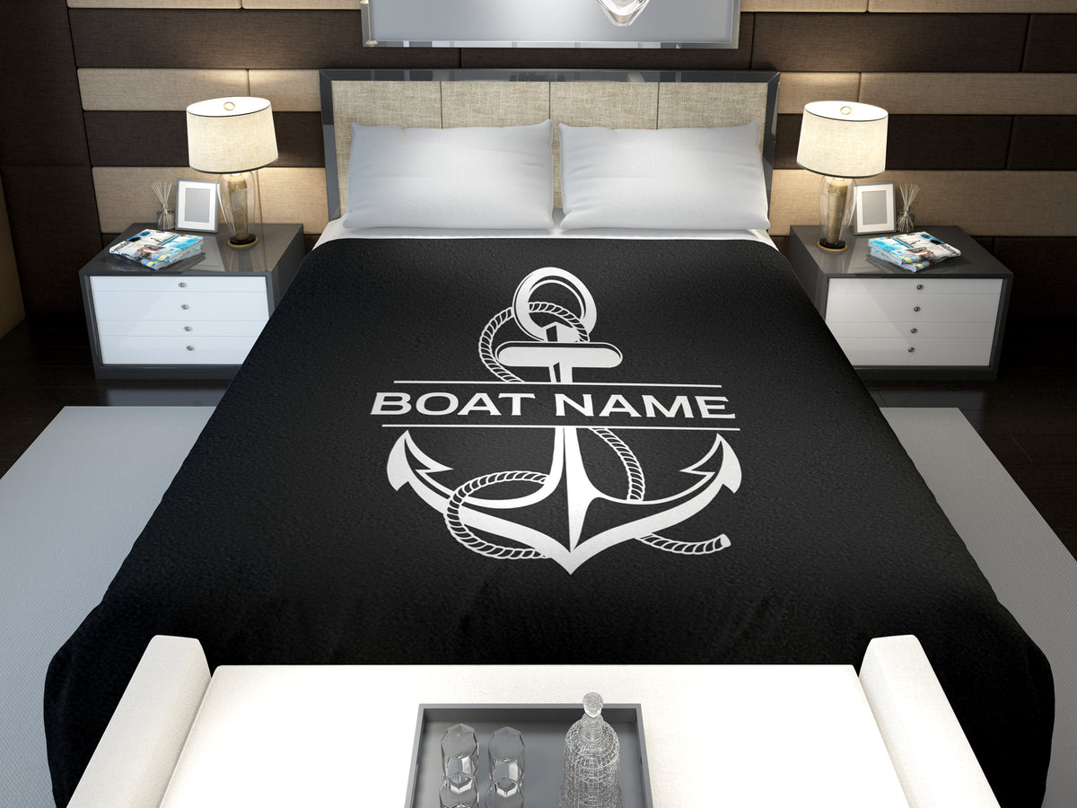 Nautical Boat Blanket, Yacht Gift, Boat Accessories, Anchor Bedding, Nautical Family Gift, Sailboat Blanket