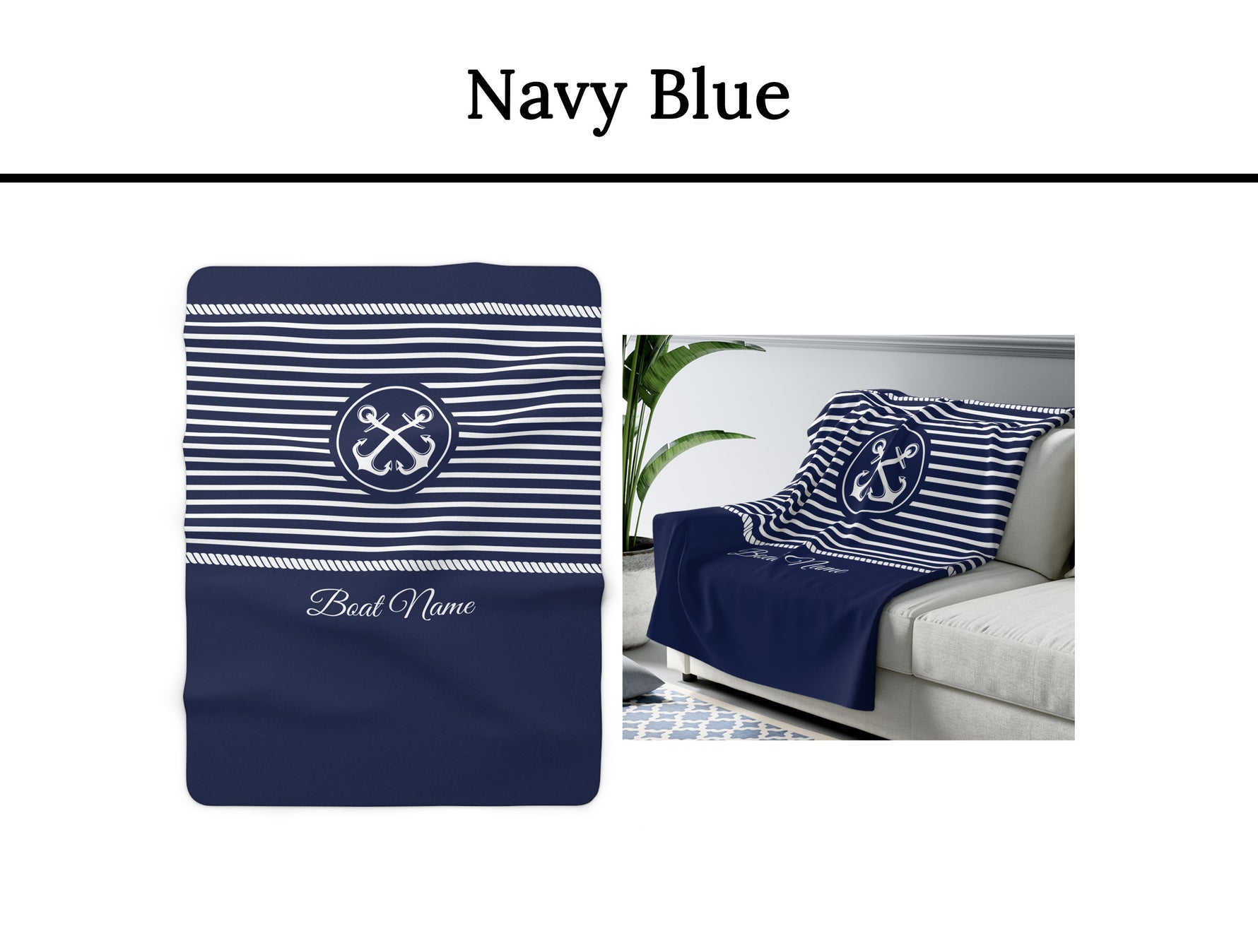 Boat Blanket, Nautical Boat Bedding, Gift for Captain, Boat Accessories, Coastal Decor