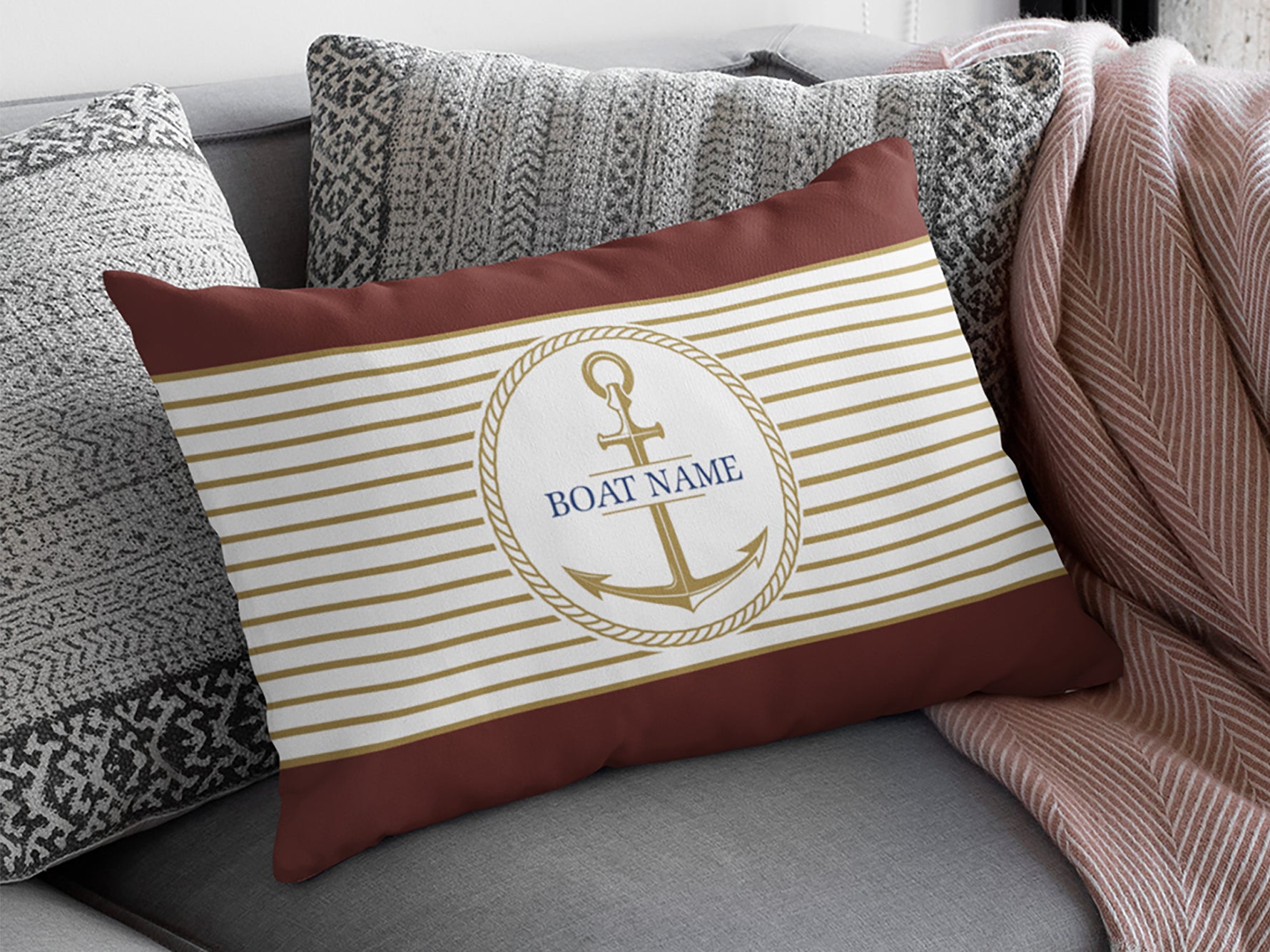 Boat Pillow, Custom Boat Gift, Maritime Home Decor, Yacht Gift