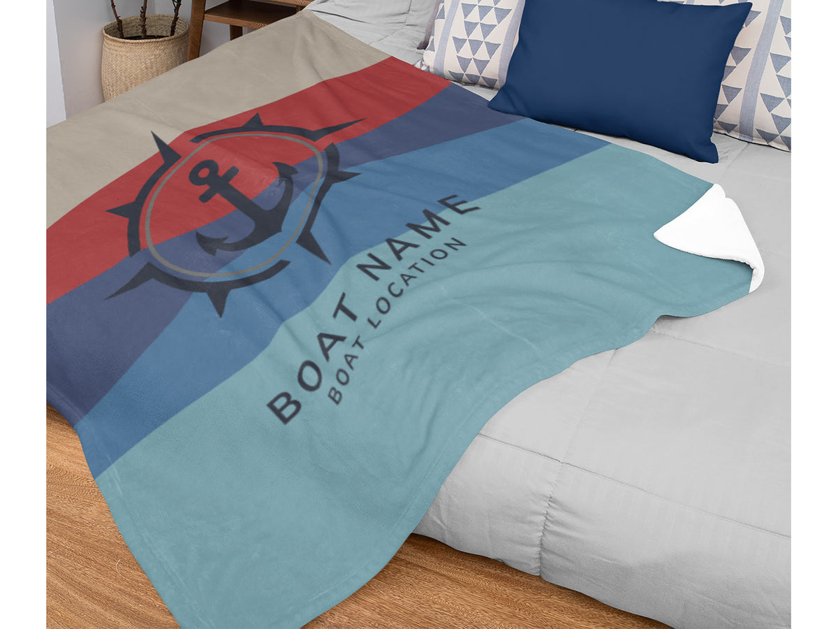 Boat Accessories, Nautical Blanket, Boat Gift, Boat Anchor Bedding, Lake House Decor