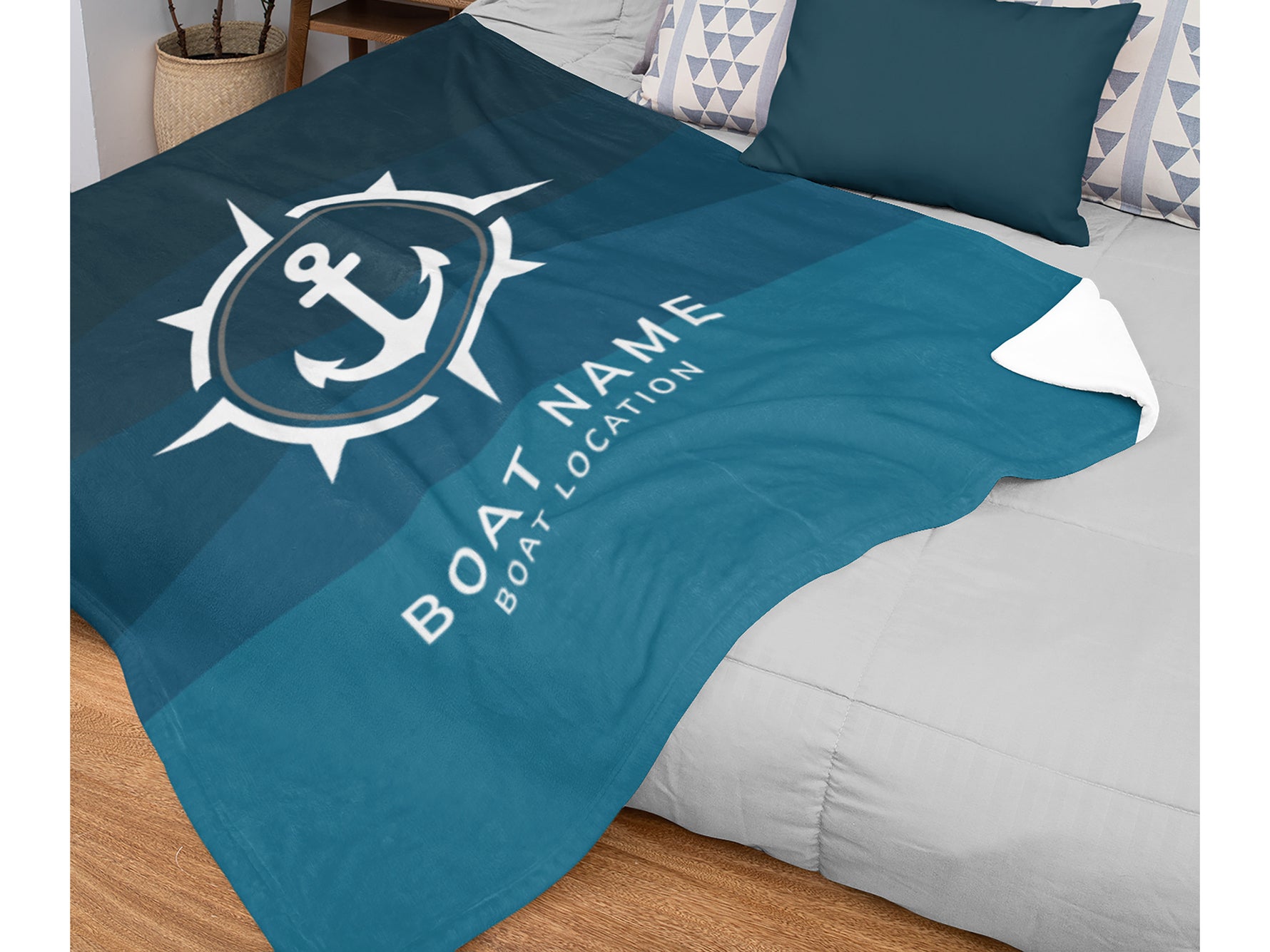 Boat Accessories, Nautical Blanket, Boat Gift, Boat Anchor Bedding, Lake House Decor