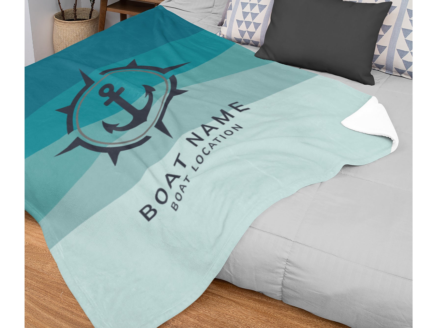 Boat Accessories, Nautical Blanket, Boat Gift, Boat Anchor Bedding, Lake House Decor