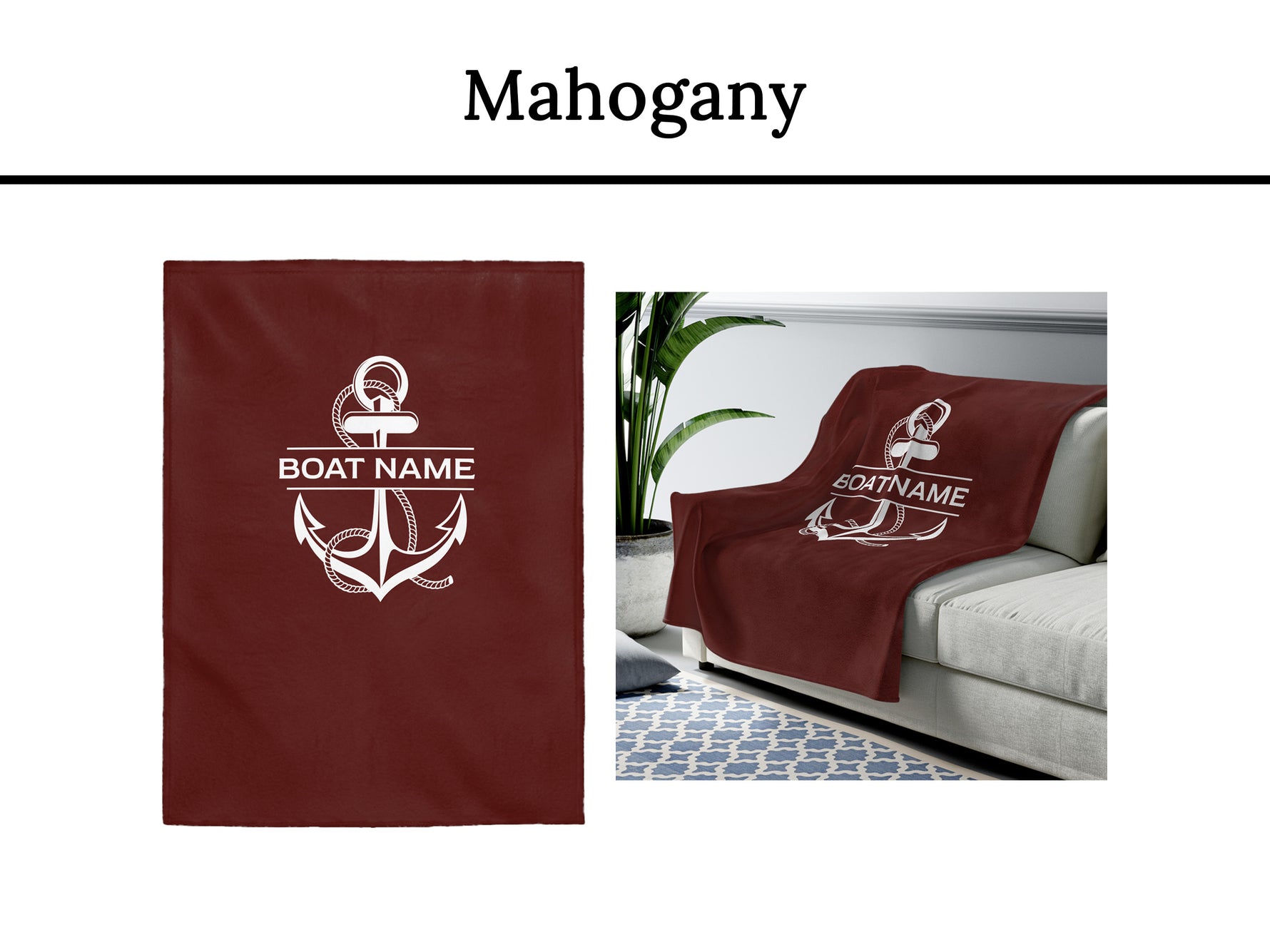 Custom Boat Accessories, Boat Bedding, Boat Blanket, Lake House Gift, Anchor Blanket