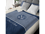 Custom Boat Blanket, Nautical Bedding, Boat Gift, Beach House Decor, Coastal Blanket, Yacht Bedding