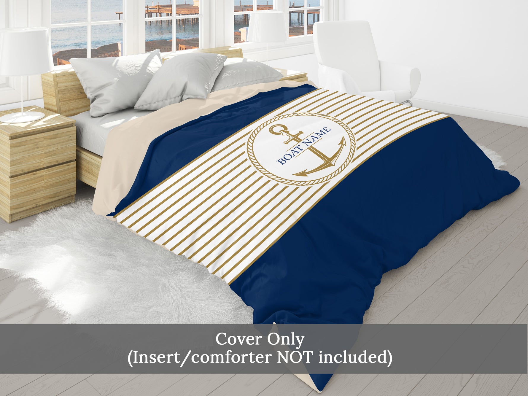 Nautical Duvet Cover, Boat Gift, Boating Accessories, Coastal Bedding, Boat Decor, Boat Owner Gift, Yacht Decor