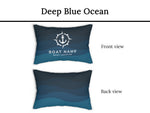 Boat Gift, Navy Outdoor Lumbar Pillow, Custom Boat Name Pillow, Maritime Anchor Pillow