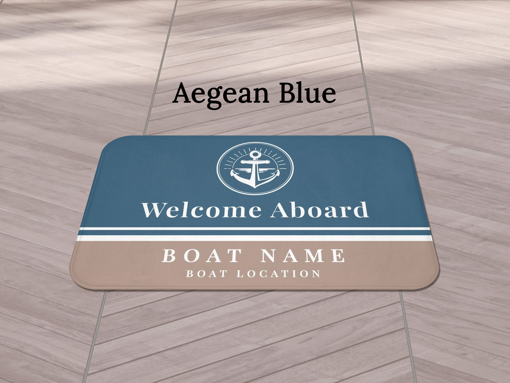 Welcome Mat for Boat, Marine Bath Mat, Nautical Bath Rug, Navy Blue Bathroom Mat