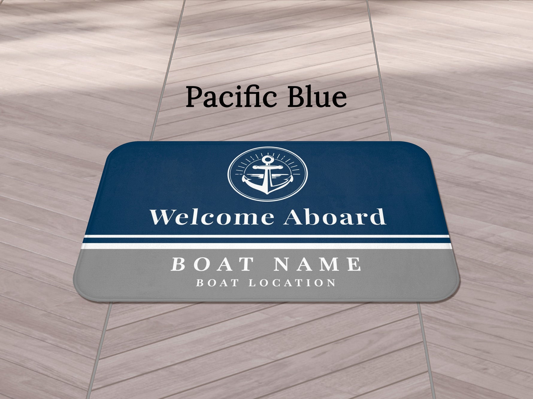 Welcome Mat for Boat, Marine Bath Mat, Nautical Bath Rug, Navy Blue Bathroom Mat