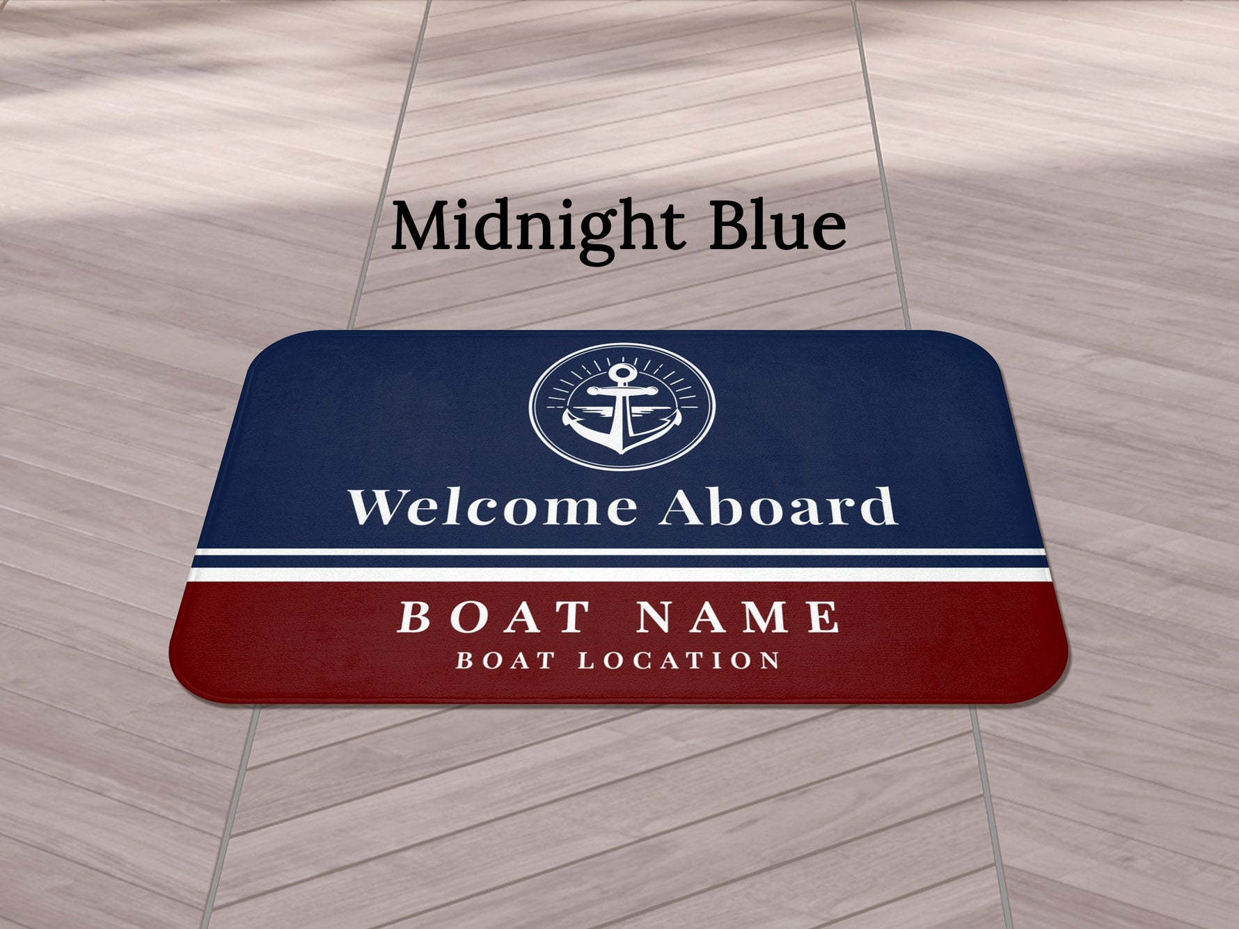 Welcome Mat for Boat, Marine Bath Mat, Nautical Bath Rug, Navy Blue Bathroom Mat