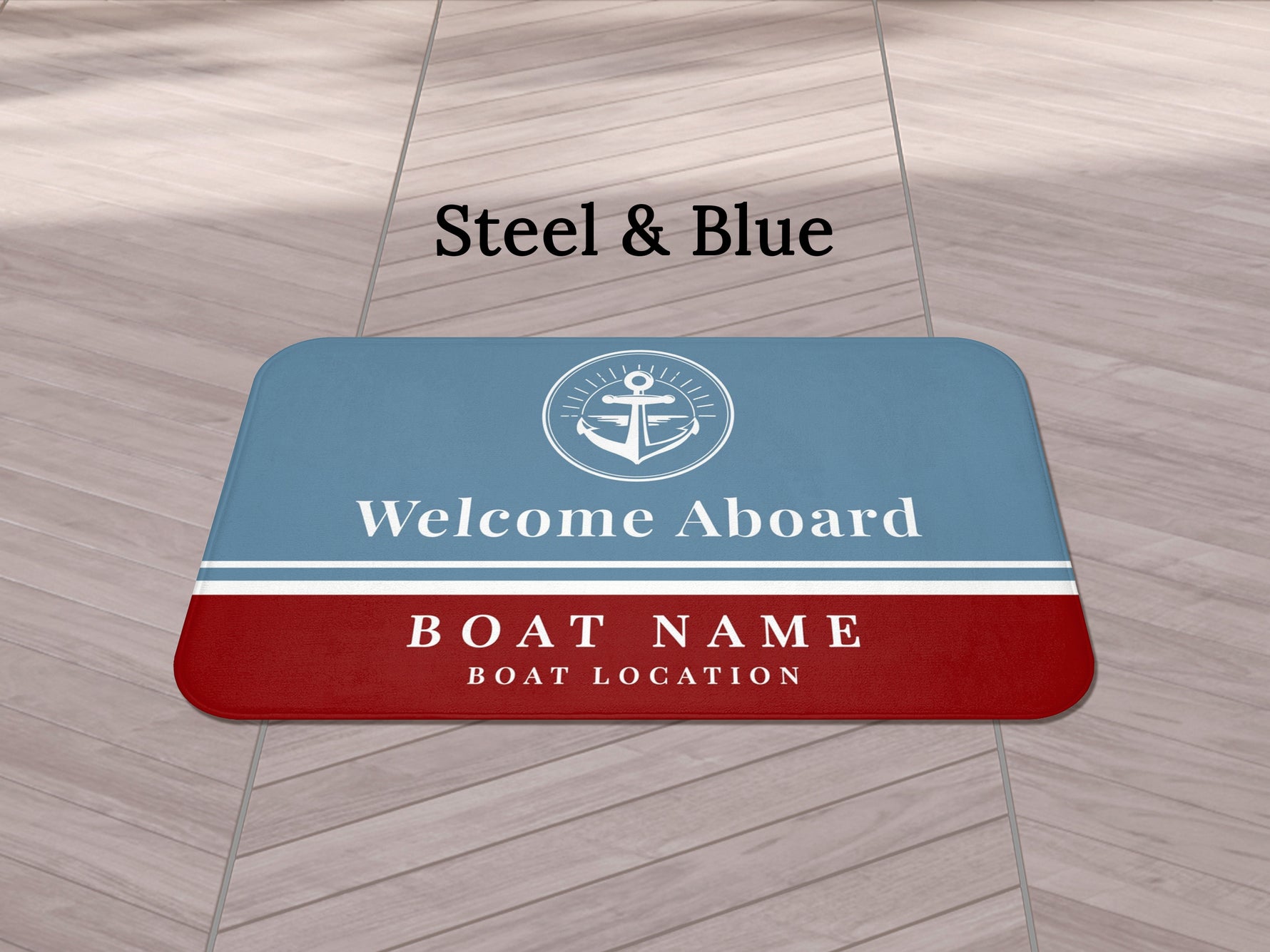 Welcome Mat for Boat, Marine Bath Mat, Nautical Bath Rug, Navy Blue Bathroom Mat