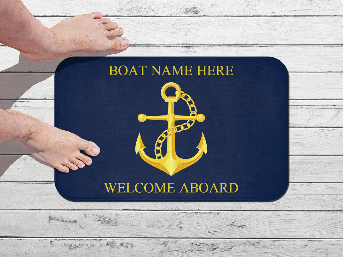 Anchor Sailing Mat, Boat Owner Gift, Yacht Mat, Nautical Bath Mat