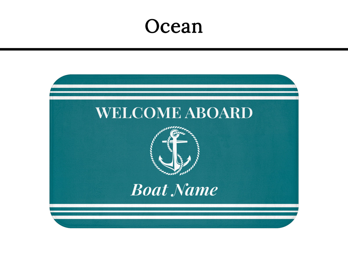 Boat Mat Personalized, Welcome Aboard Mat, Custom Boat Rug, Nautical Decor, Boat Gift