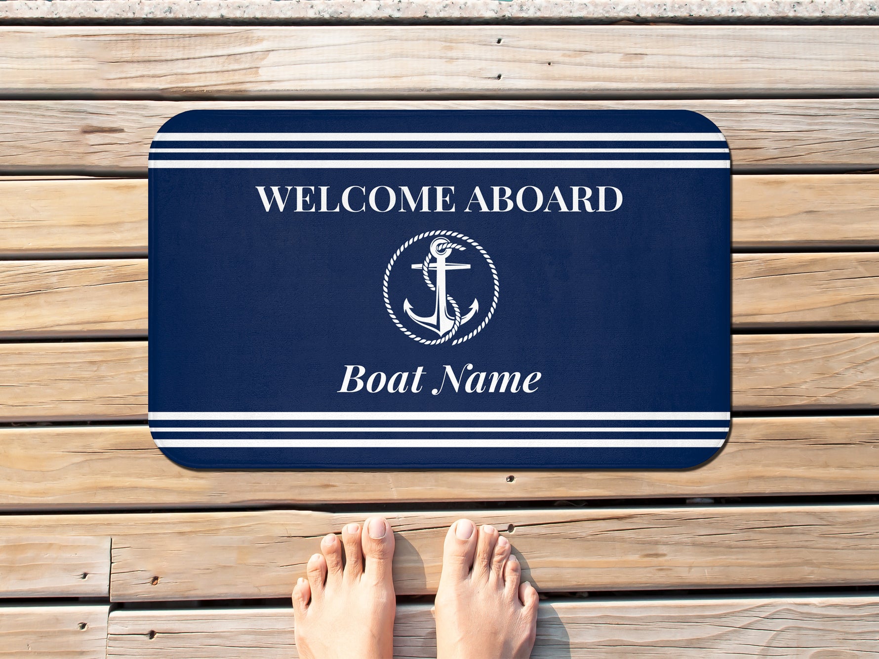 Boat Mat Personalized, Welcome Aboard Mat, Custom Boat Rug, Nautical Decor, Boat Gift