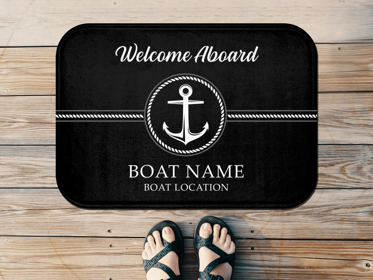 Custom Boat Mat, Nautical Boat Gift, Anchor Boat Rug, Sailing Gifts, Welcome Aboard Mat