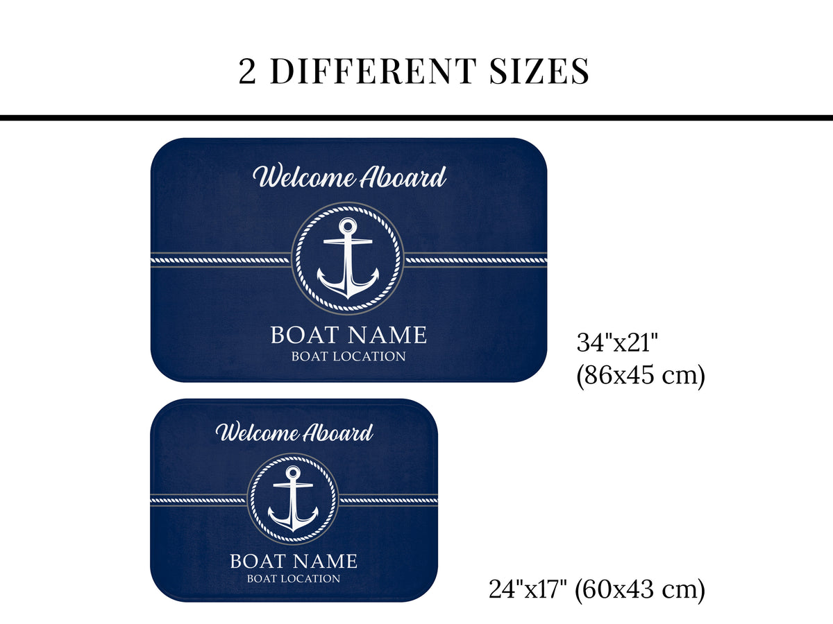 Custom Boat Mat, Nautical Boat Gift, Anchor Boat Rug, Sailing Gifts, Welcome Aboard Mat