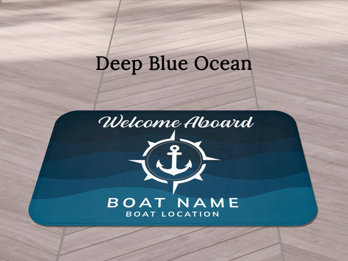 Custom Boat Mat, Welcome Aboard New Boat Gift, Anchor Bath Mat, Lake House Nautical Bathroom Mat