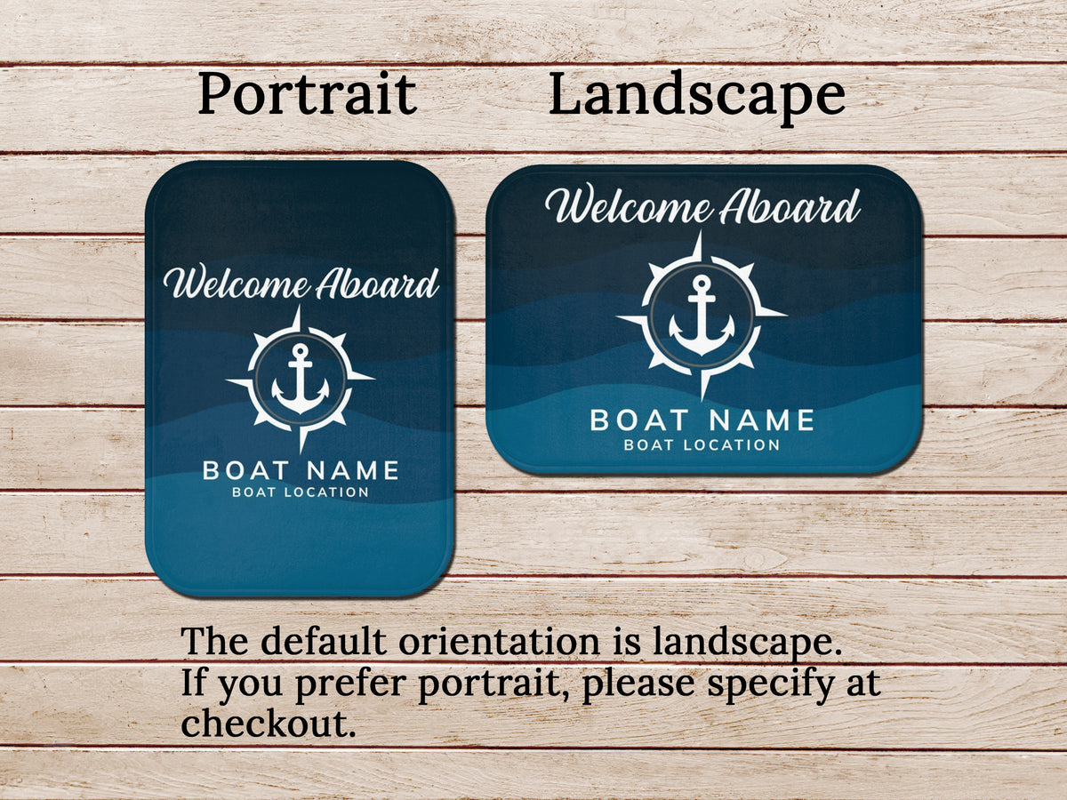 Custom Boat Mat, Welcome Aboard New Boat Gift, Anchor Bath Mat, Lake House Nautical Bathroom Mat