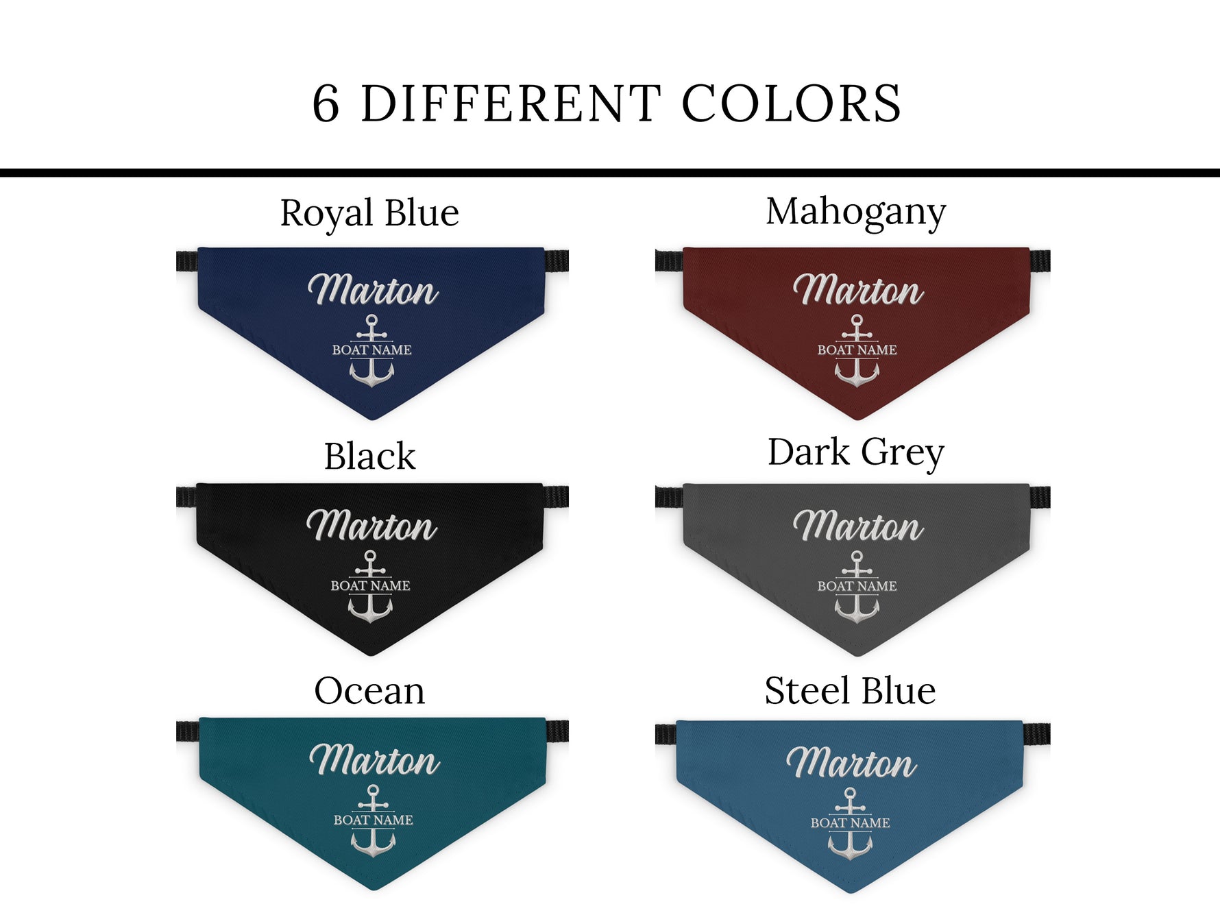 Nautical Collar Bandana, Boat Dog Bandana, Summer Dog Scarf, Over the Collar, Custom Dog Neckwear, Navy Dog Bandana