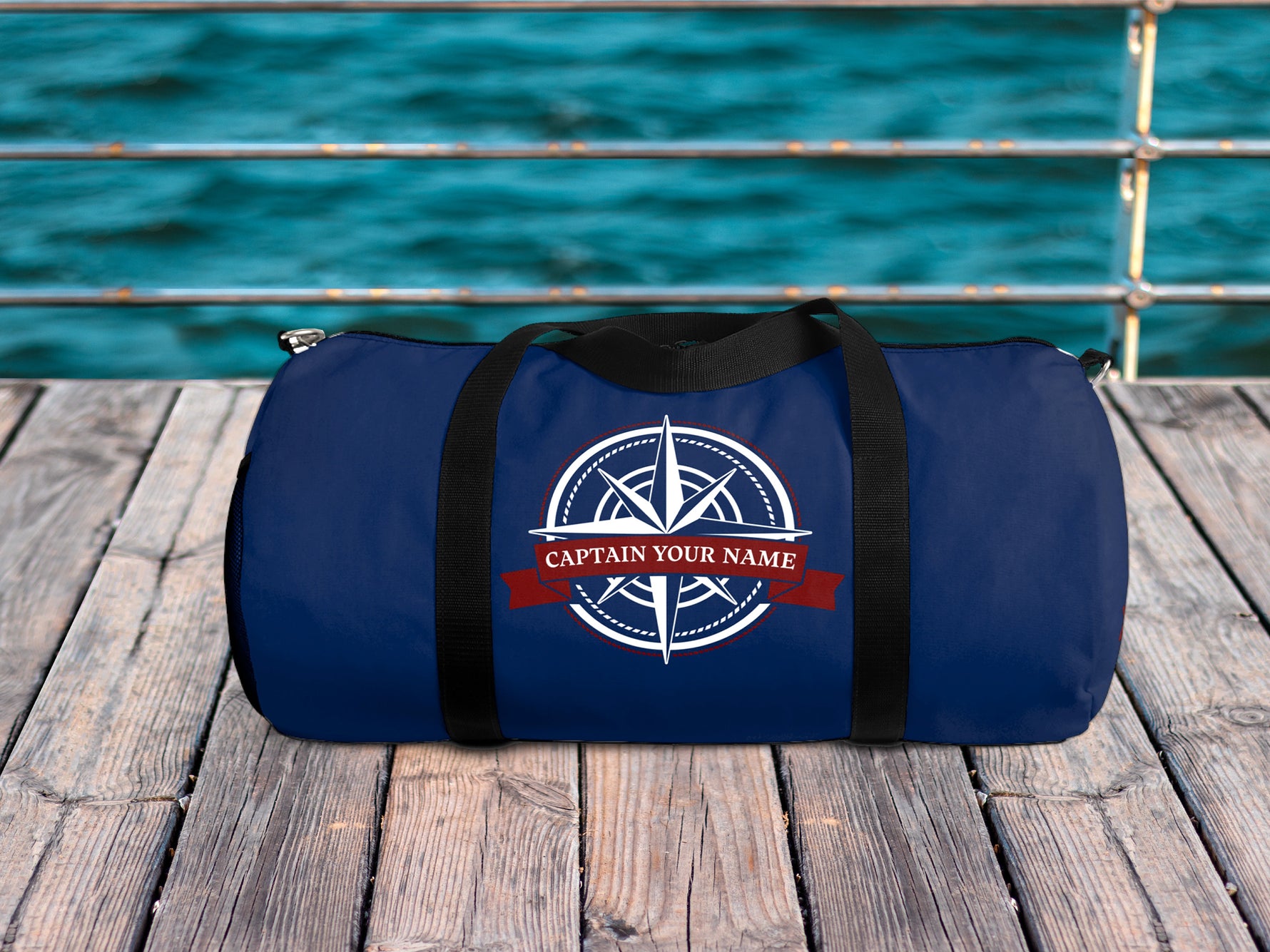 Custom Boat Bag, Captain Gift, Weekender Duffle Bag, Personalized Nautical Bag, Compass Travel Bag