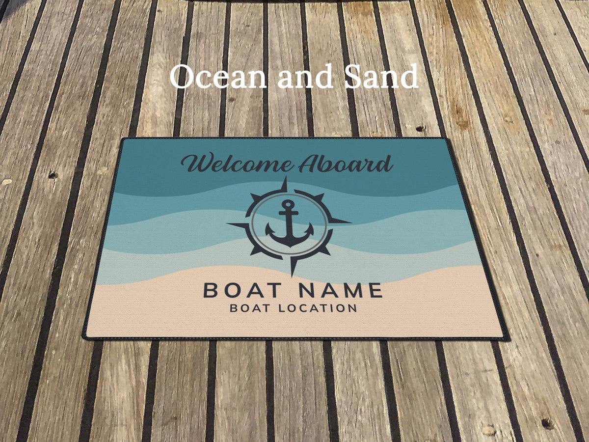 Anchor Boat Mat, Heavy Duty Welcome Aboard Nautical Yatch Mat, Sailing Themed Gift for New Boat Owners