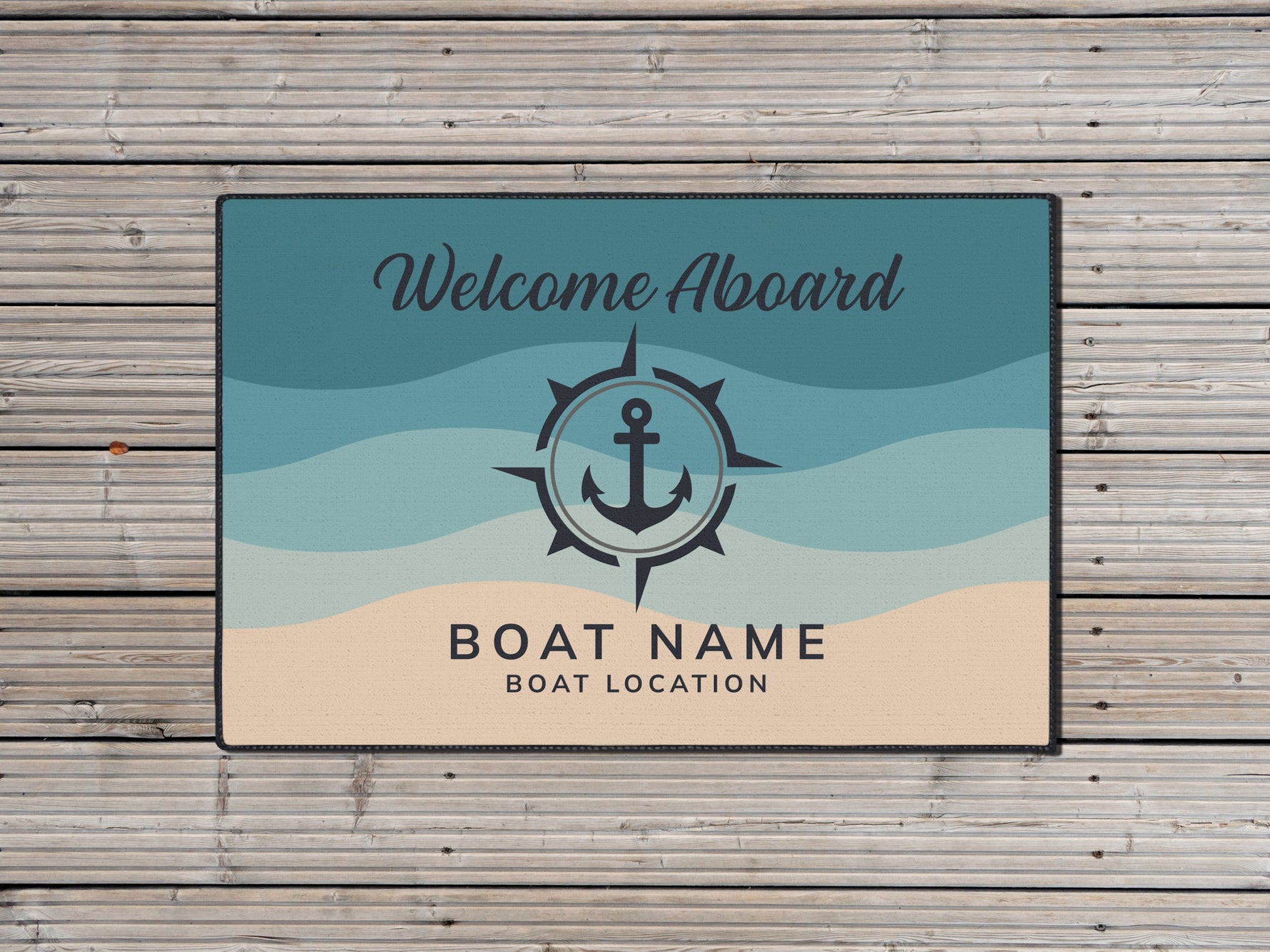 Anchor Boat Mat, Heavy Duty Welcome Aboard Nautical Yatch Mat, Sailing Themed Gift for New Boat Owners