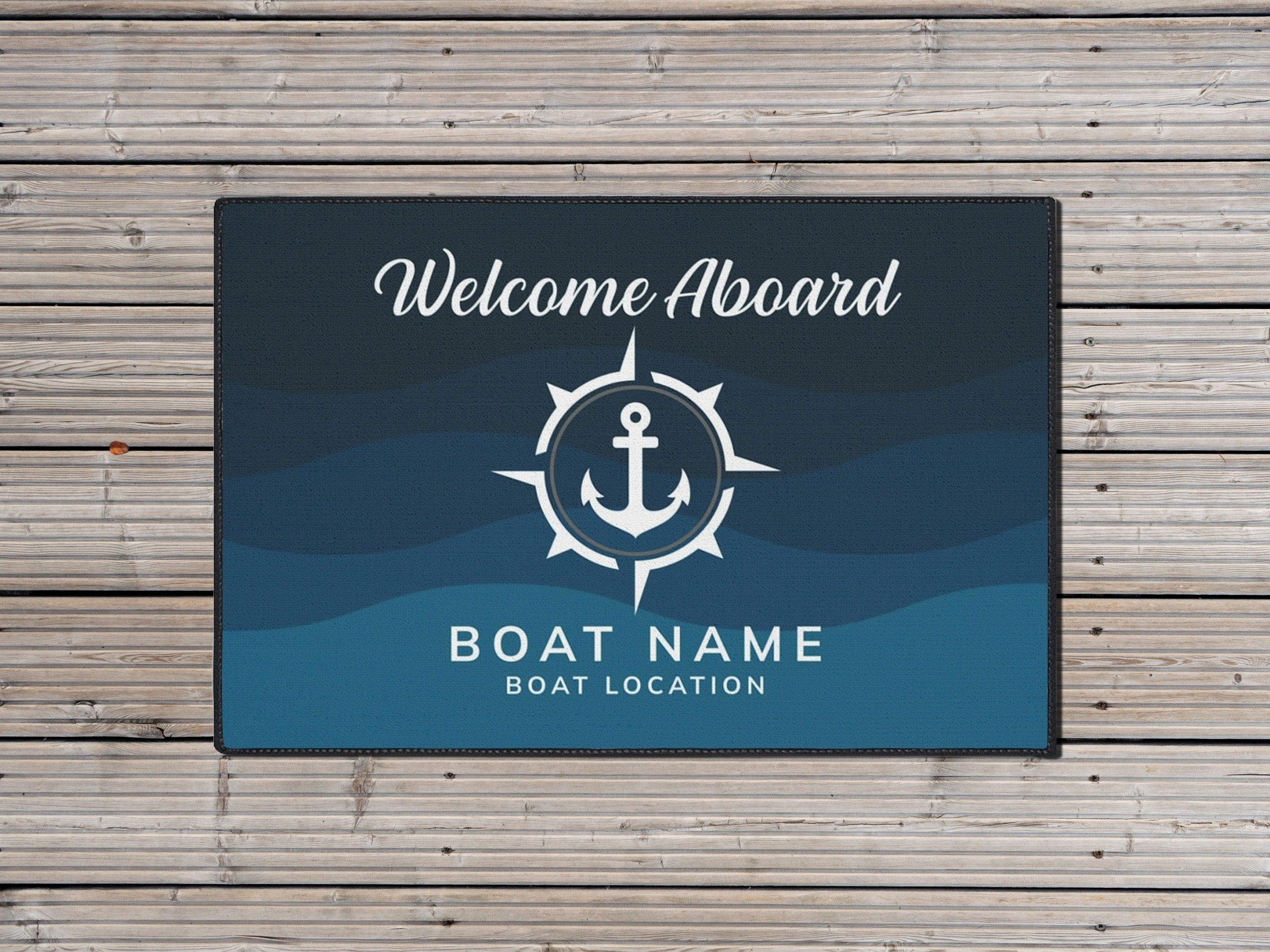 Anchor Boat Mat, Heavy Duty Welcome Aboard Nautical Yatch Mat, Sailing Themed Gift for New Boat Owners