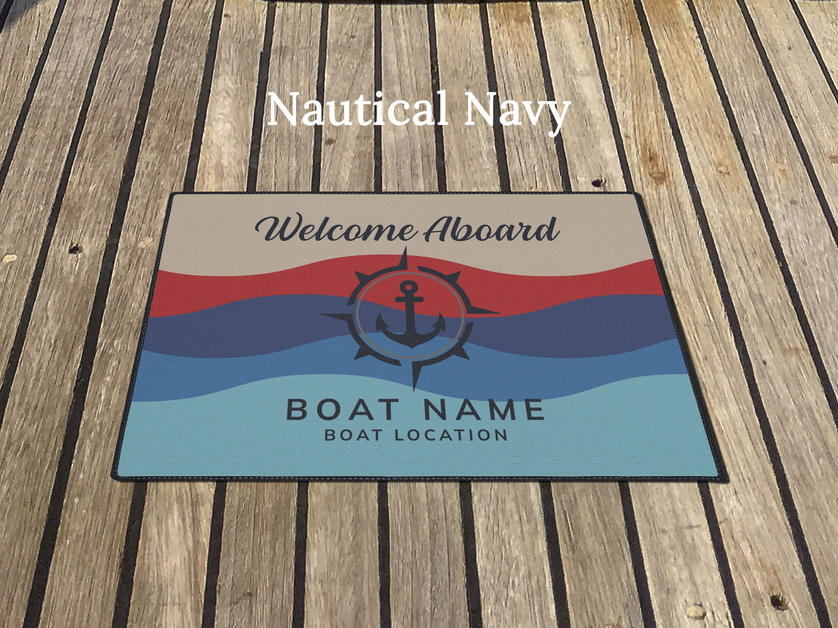 Anchor Boat Mat, Heavy Duty Welcome Aboard Nautical Yatch Mat, Sailing Themed Gift for New Boat Owners