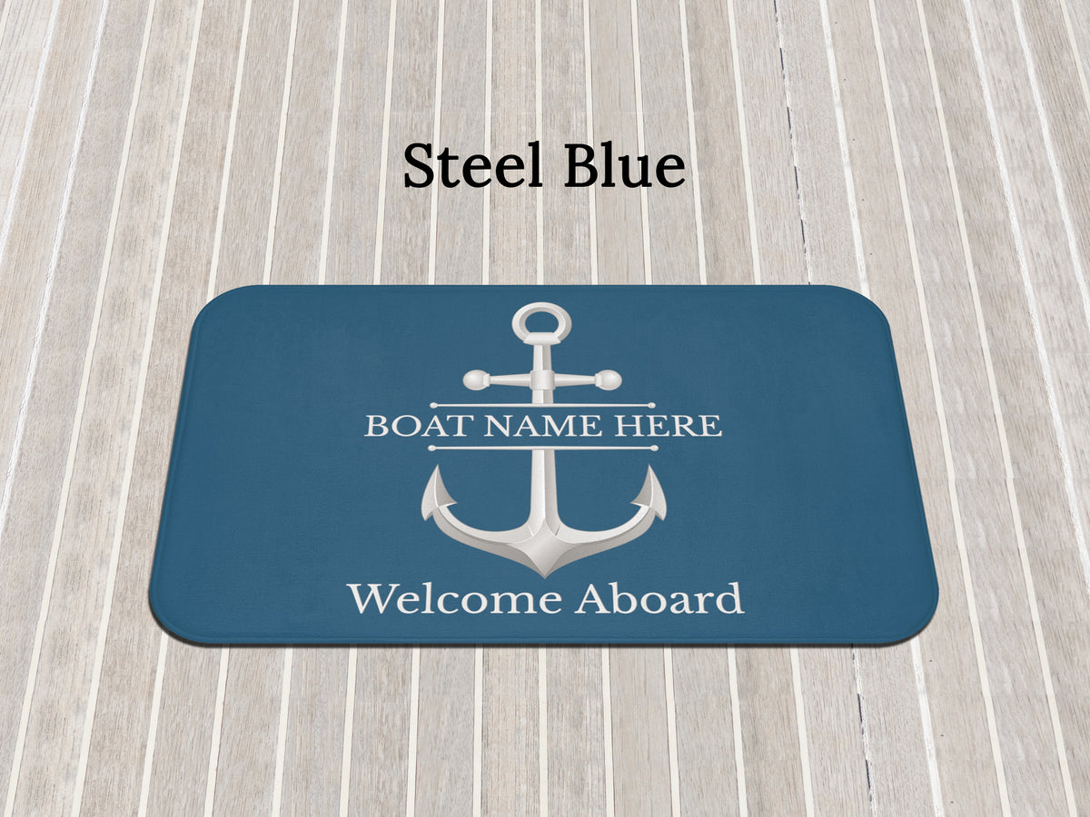 Custom Welcome Mat for Boat, Personalized Boat Gift for Sailors, Nautical Mat for New Boat Owners