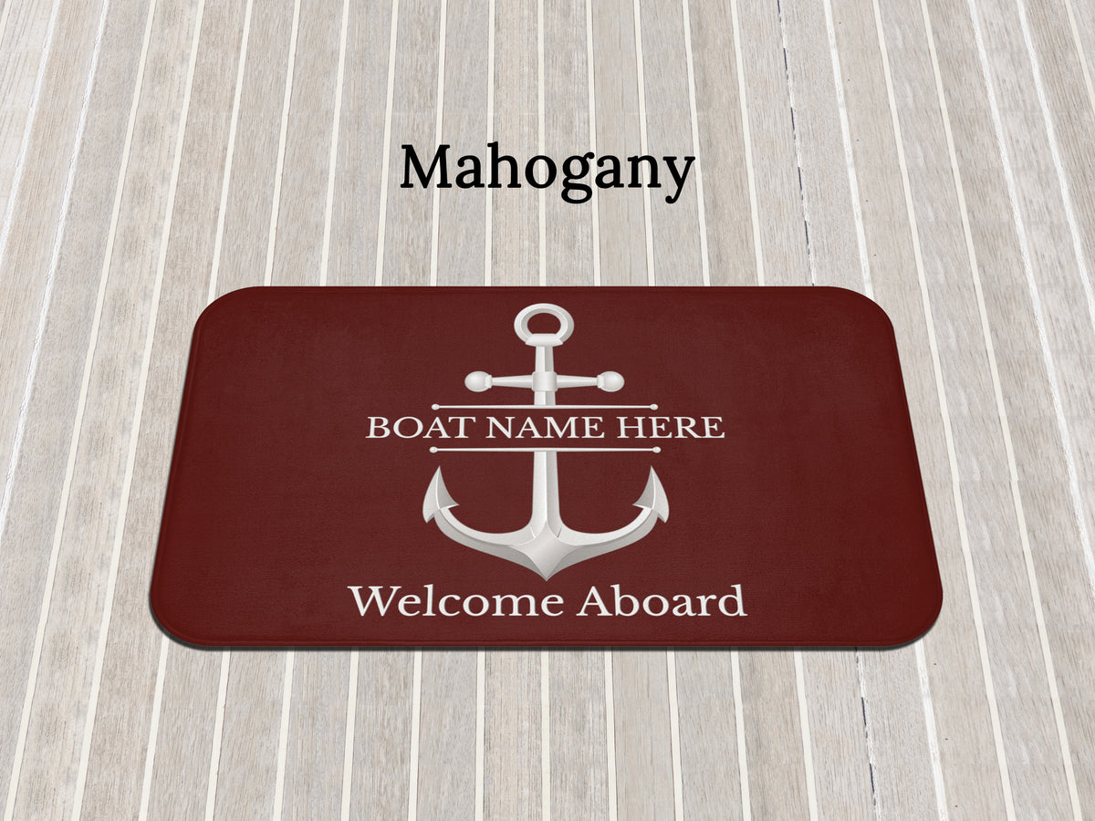 Custom Welcome Mat for Boat, Personalized Boat Gift for Sailors, Nautical Mat for New Boat Owners