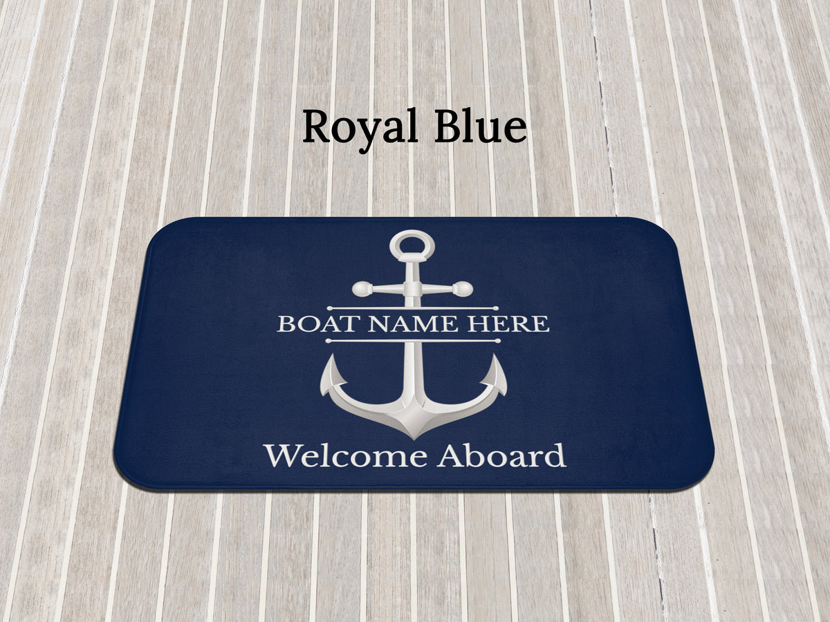 Custom Welcome Mat for Boat, Personalized Boat Gift for Sailors, Nautical Mat for New Boat Owners