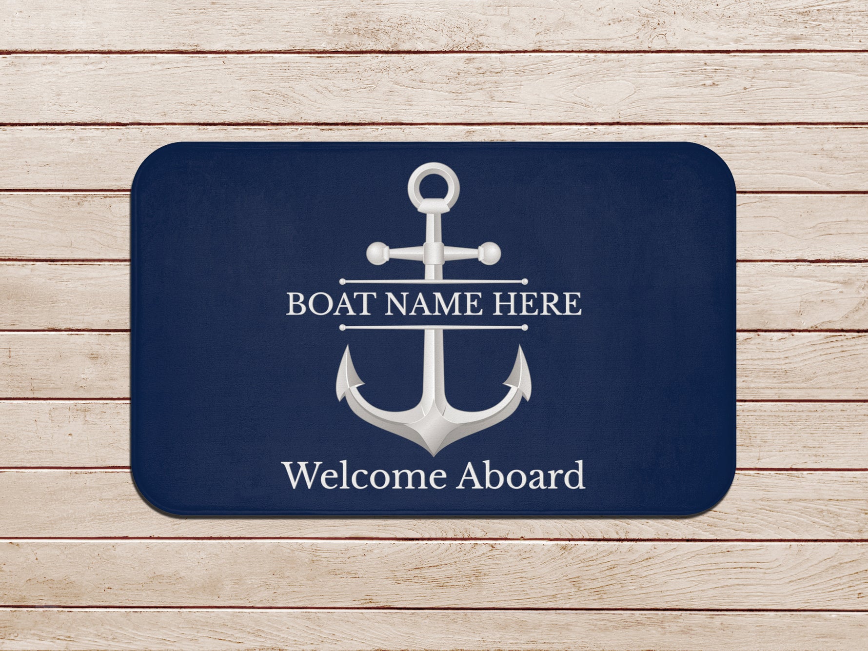 Custom Welcome Mat for Boat, Personalized Boat Gift for Sailors, Nautical Mat for New Boat Owners