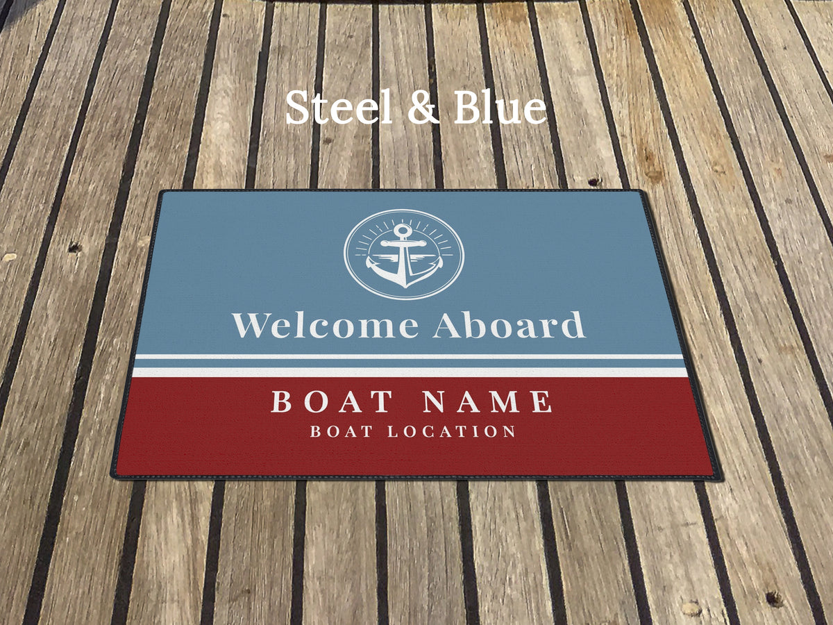 Custom Boat Mat, Heavy Duty Anchor Mat, Boat Owner Gift, Welcome Aboard Boat Rug , Yacht Club Gift