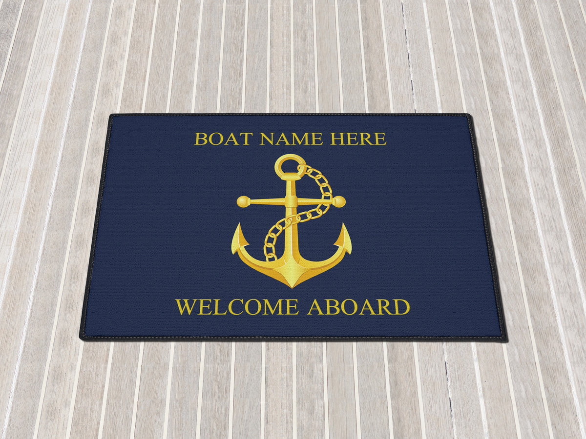 Nautical Welcome Heavy Duty Mat, Custom Yacht Mat, Family Boat Gift, Doormat for Lake House