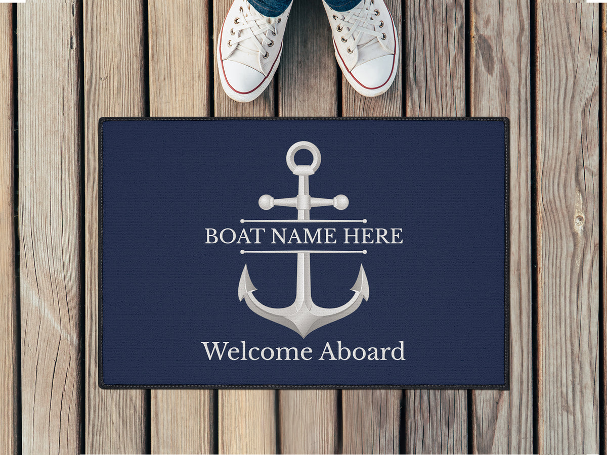 Custom Welcome Boat Mat, Boat Gift Personalized, Boat Accessories, Boat Owner Gift, Boat Decor, Lake House Mat