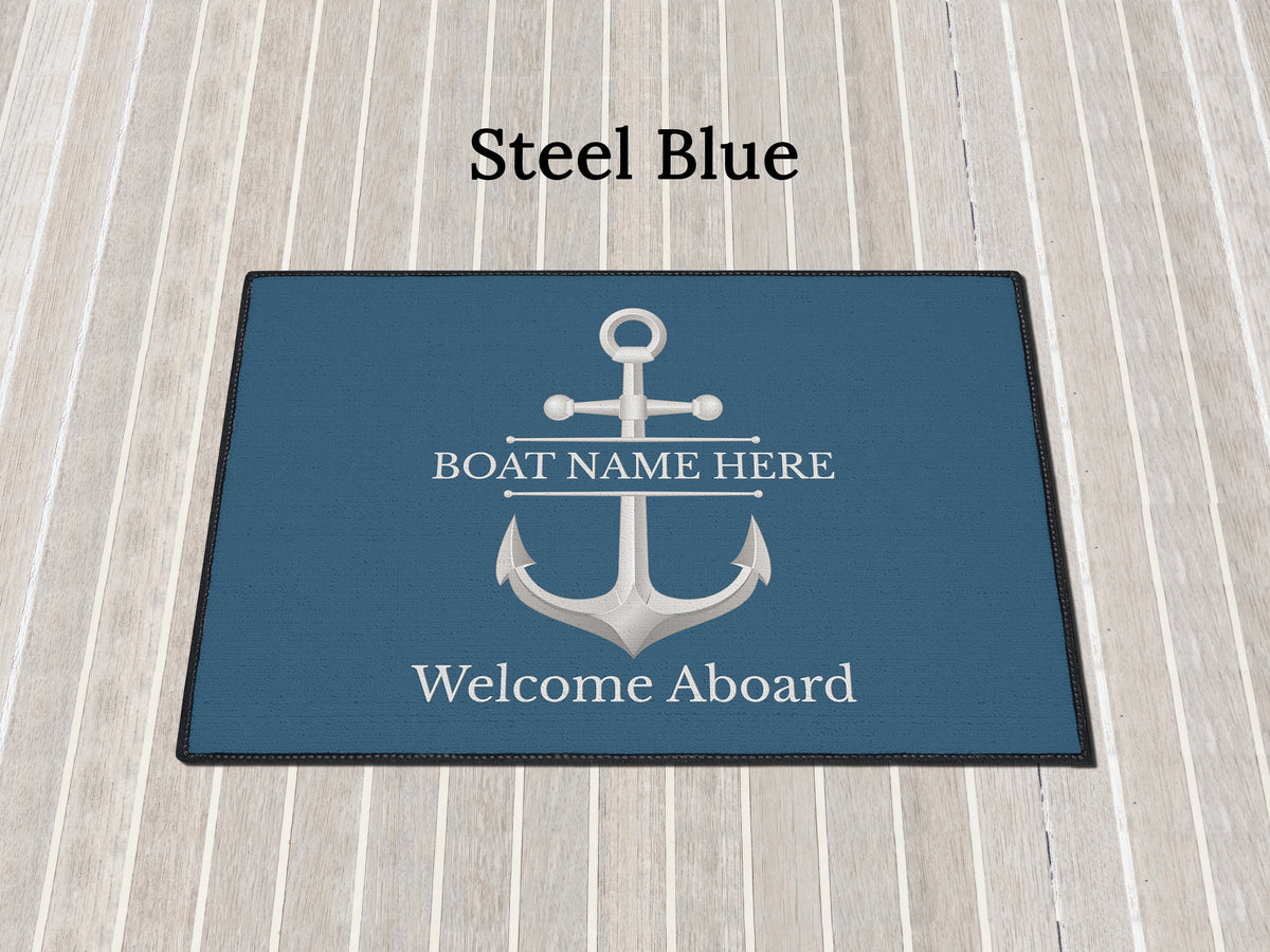 Custom Welcome Boat Mat, Boat Gift Personalized, Boat Accessories, Boat Owner Gift, Boat Decor, Lake House Mat