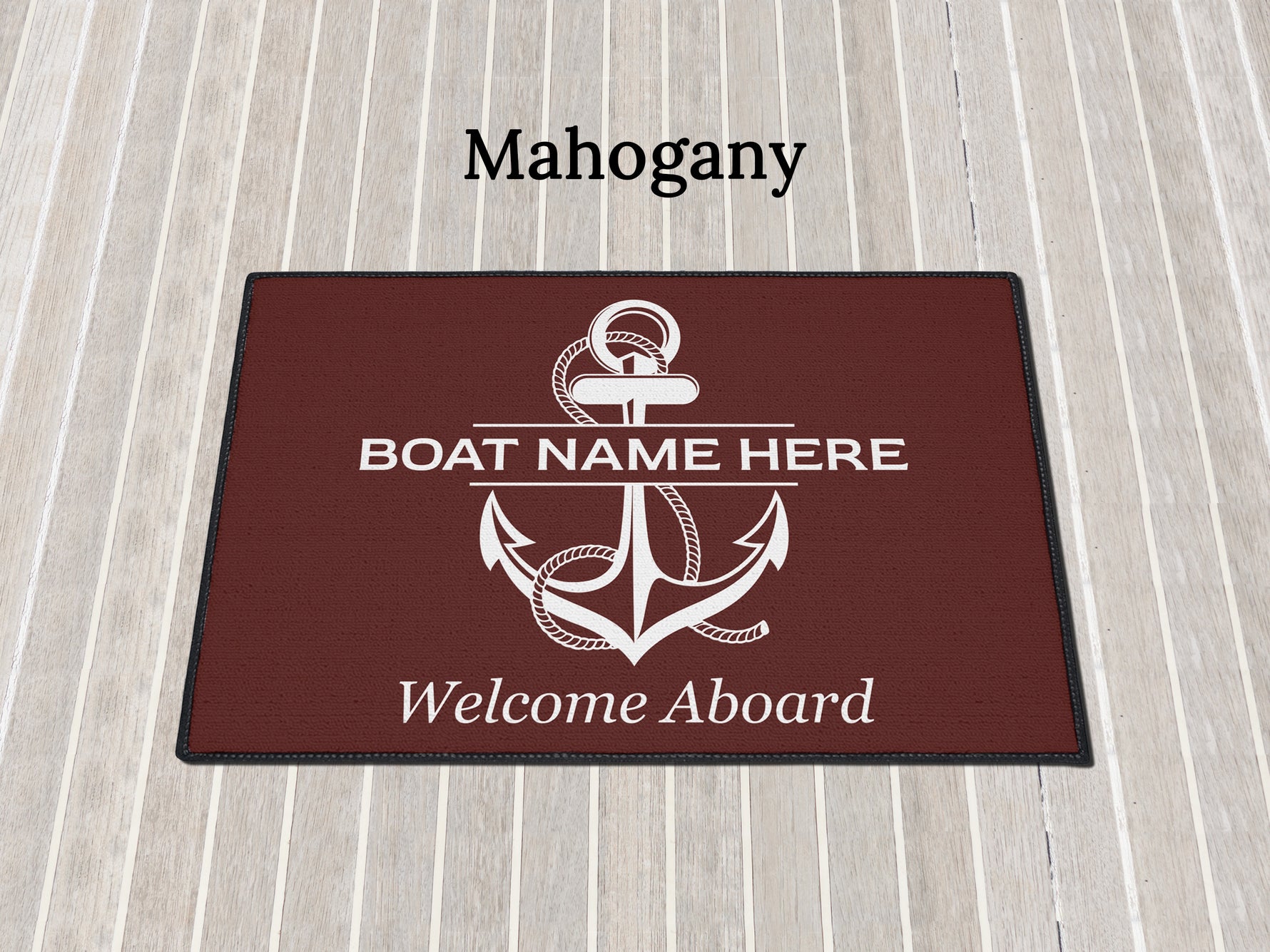 Custom Boat Welcome Mat, Boat Gift, Welcome Aboard Rug, Nautical Gift for Boat Owner