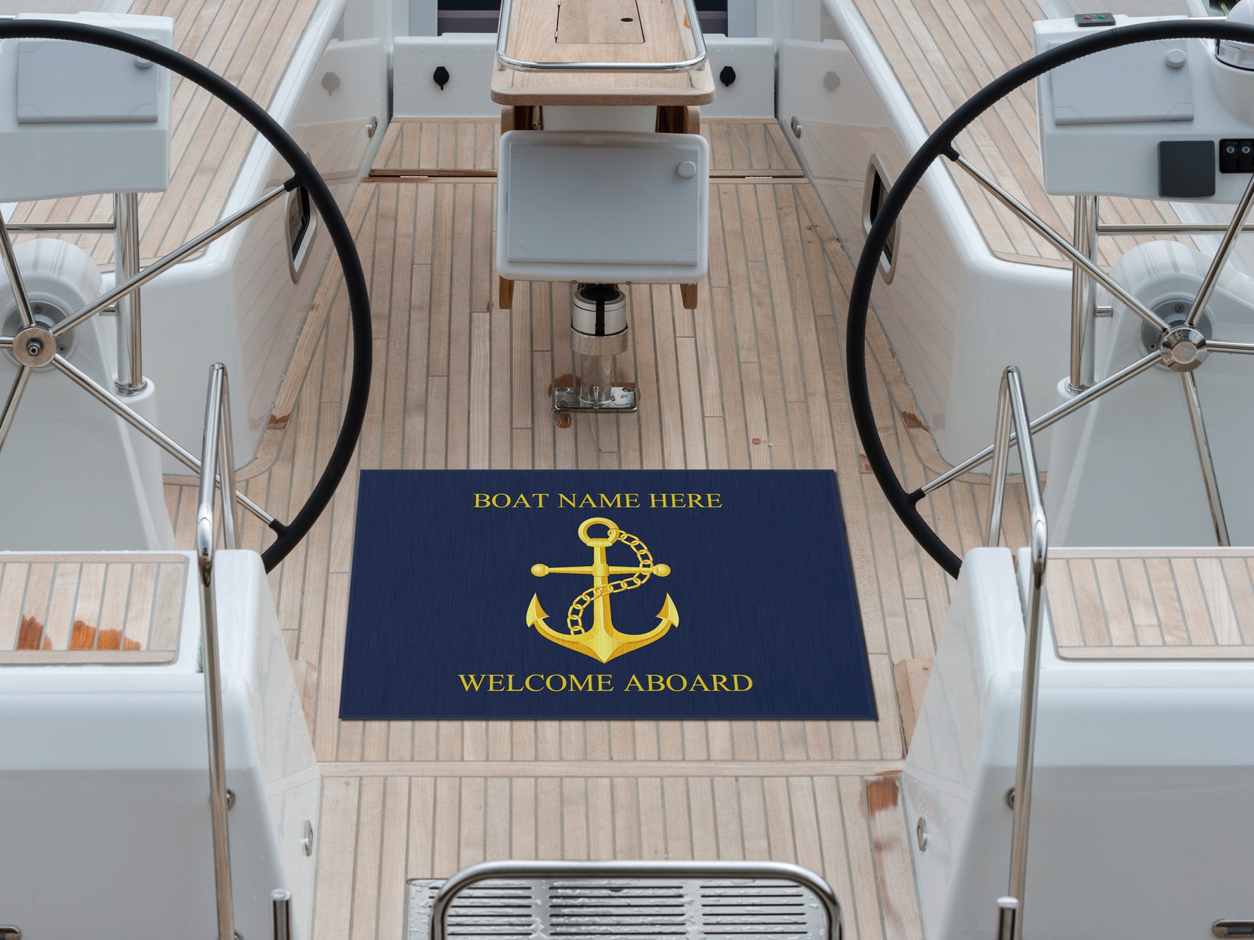 Welcome Aboard Rug, Outdoor Rug for Boats, Custom Family Boat Gift, Nautical Accent Rug