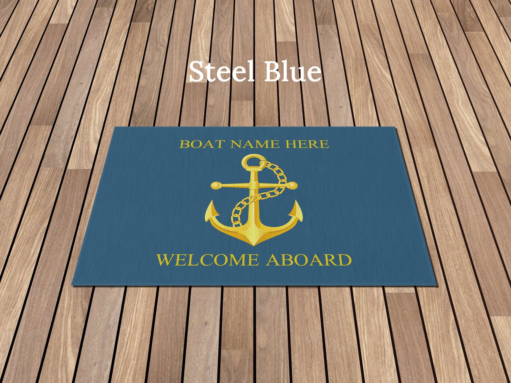 Welcome Aboard Rug, Outdoor Rug for Boats, Custom Family Boat Gift, Nautical Accent Rug