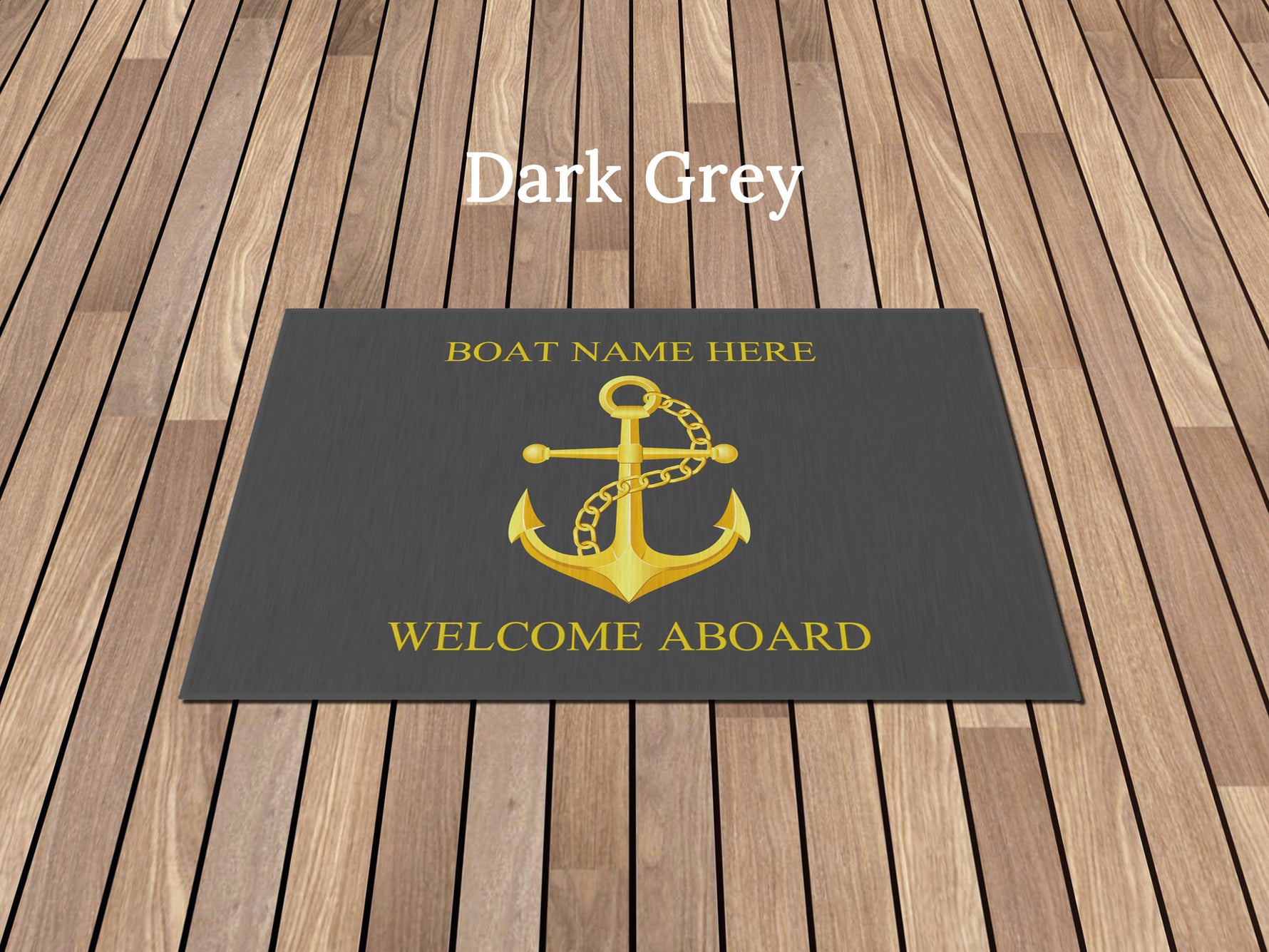 Welcome Aboard Rug, Outdoor Rug for Boats, Custom Family Boat Gift, Nautical Accent Rug