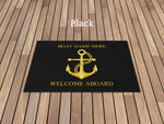 Welcome Aboard Rug, Outdoor Rug for Boats, Custom Family Boat Gift, Nautical Accent Rug