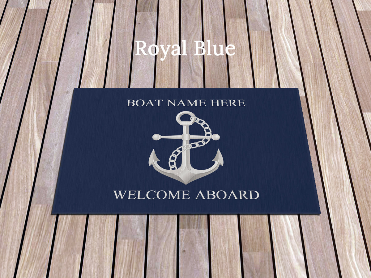 Custom Boat Name Rug, Nautical Anchor Rug for Boat Lovers, Custom Gift for Yacht or Lake House