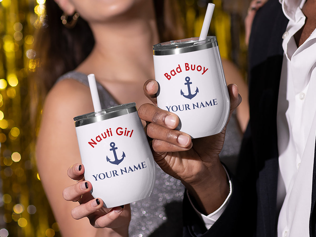 Boat Wedding Gift, Nautical Wine Tumbler, Matching Gift for Sailing Couple, Boat Bachelorette Gift