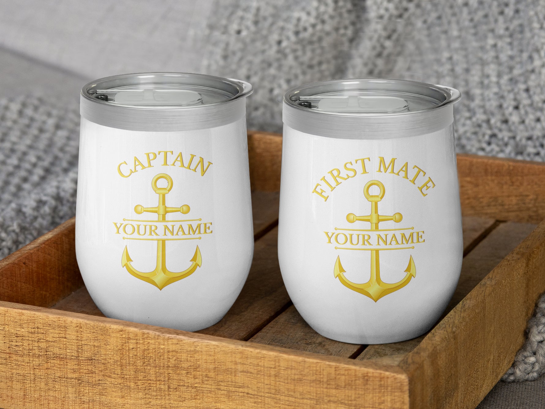 Custom Anchor Wine Tumbler, Nautical Gift, Boat Tumbler, Captain First Mate Crew