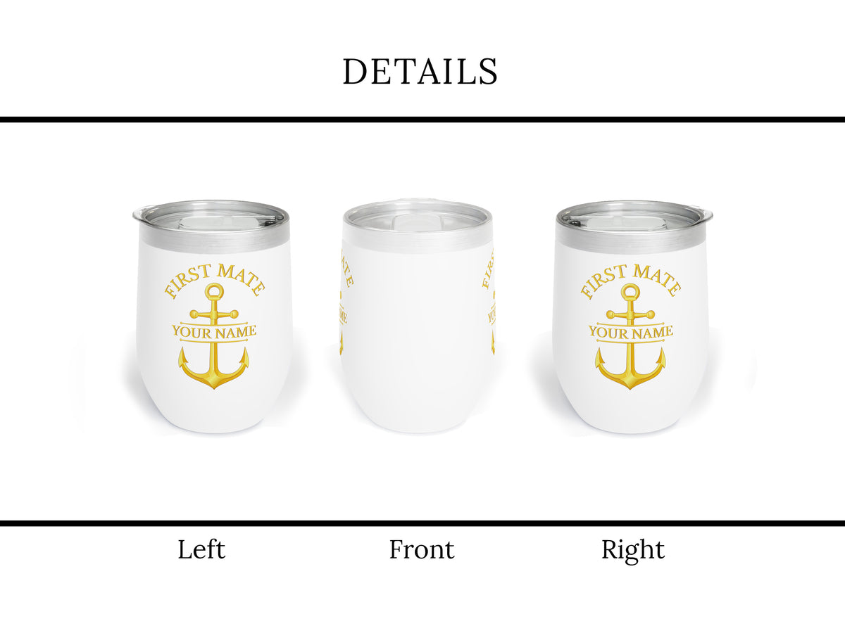 Custom Anchor Wine Tumbler, Nautical Gift, Boat Tumbler, Captain First Mate Crew